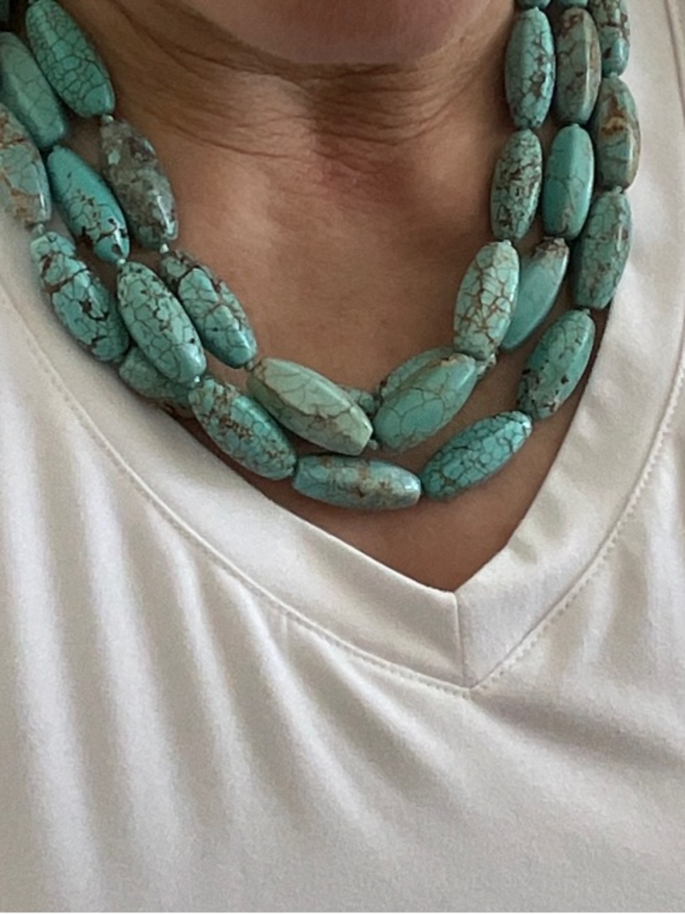 Multi-Strand Turquoise Stone Necklace - Blue-Green Statement